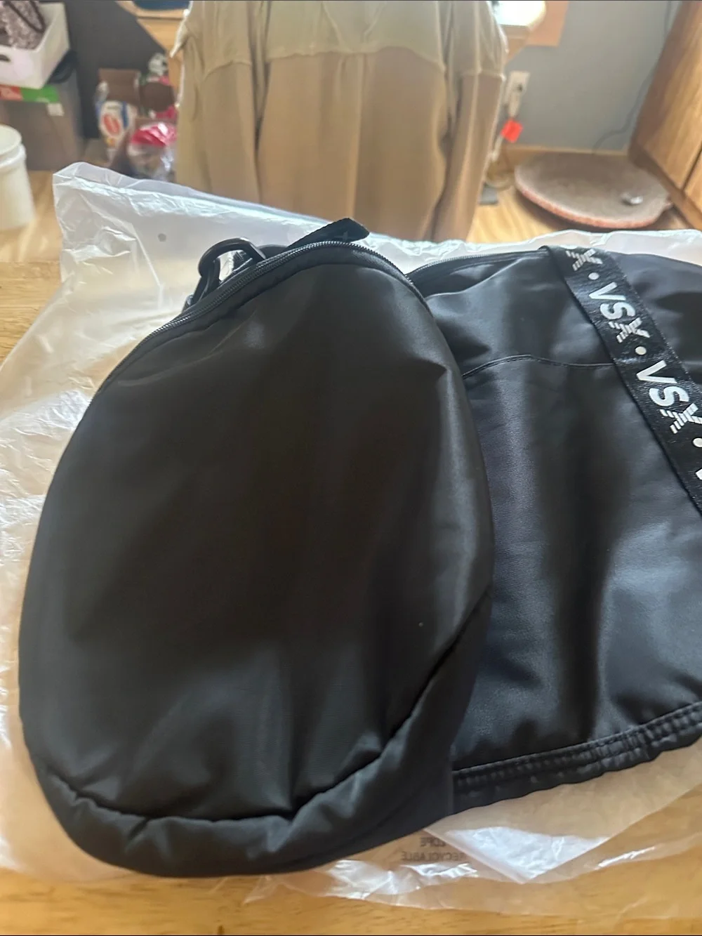 PINK Victoria's Secret Black Laptop Duffel with Branded Webbing